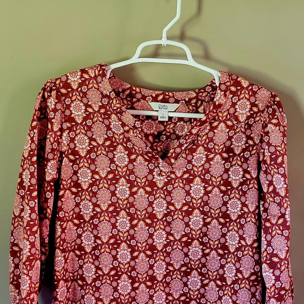 Croft & Barrow Red Floral Blouse